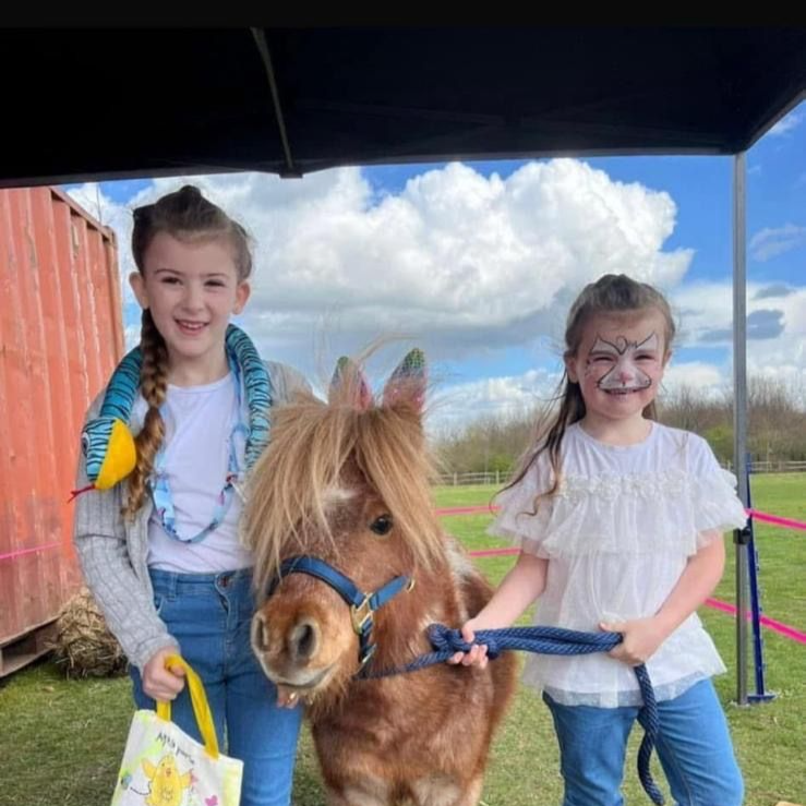Children meeting a Shetland therapy pony at a community event in Kent